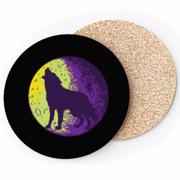 Discover Howling wolf in the moon cool Coasters