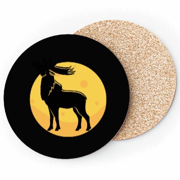 Discover moose elk deer in the moon light Coasters