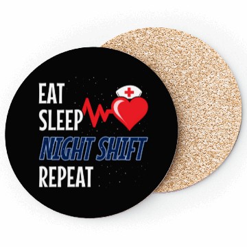 Discover Eat Sleep Night Shift Repeat - Night Shift Nurse Coasters