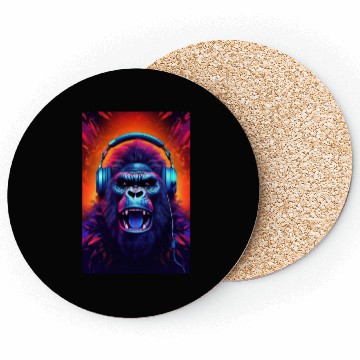 Discover Gorilla Headphones music art Coasters