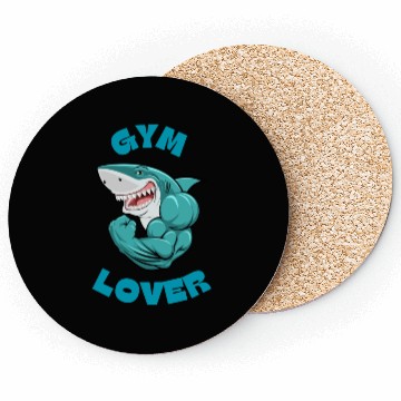 Discover Blue Illustrated Shark Gym Lover Coasters