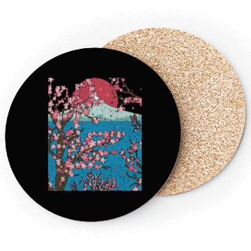 Discover Japan cherry blossom gift sunset sakura Coasters