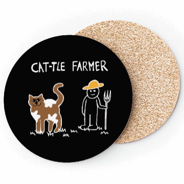 Discover Cattle Cat Farmer (White) Coasters