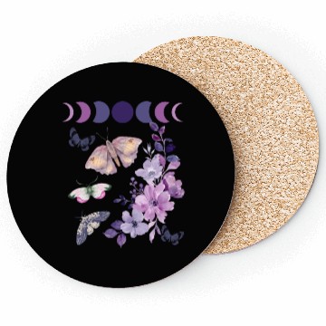 Discover Violet Purple Moon Moth Flower Coasters