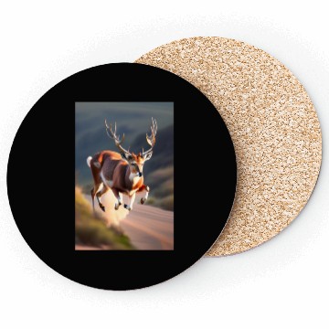 Discover The reindeer running logo Coasters