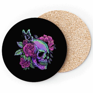 Discover Skeleton Coasters, Neon Skull Roses Gothic Skeleton