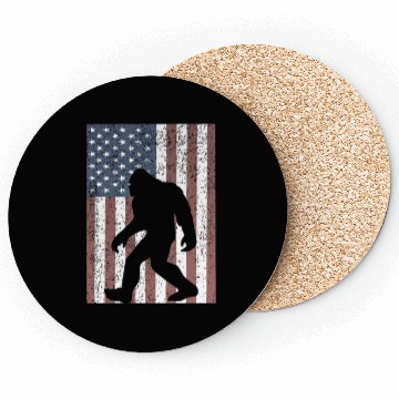 Discover Bigfoot Sasquatch American Flag USA Coasters