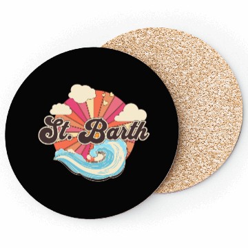 Discover Saint Barthelemy Retro 80s Beach Coasters