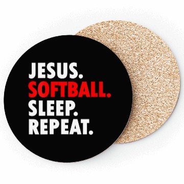 Discover Jesus Softball Sleep Repeat - Novelty Hobby Coasters