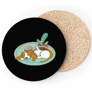 Discover Sleepy Beagle And Cat Coasters