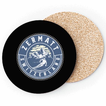Discover Zermatt Switzerland Vintage Skiing Coasters