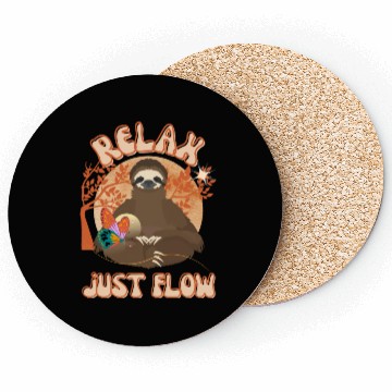 Discover Relax Just Flow Funny Sloth Coasters