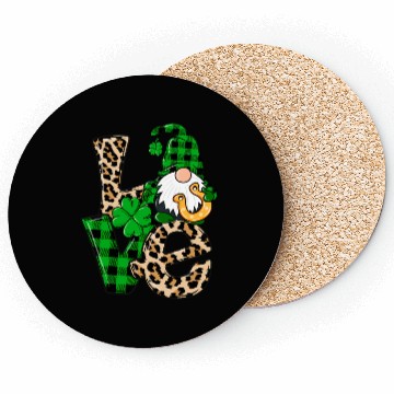 Discover Love Irish Gnome Shamrock Leopard Plaid St Patrick Coasters
