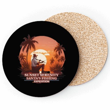 Discover Fishing Santa river t shit design Coasters