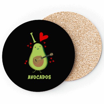 Discover I Love Avocados With Hearts Avocado Playing Guitar Coasters
