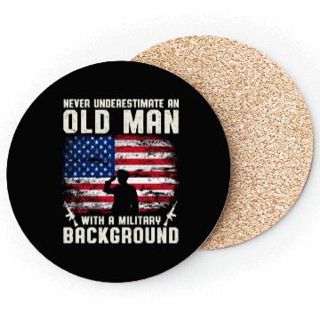 Discover Never Underestimate An Old Man US Army Veteran Coasters