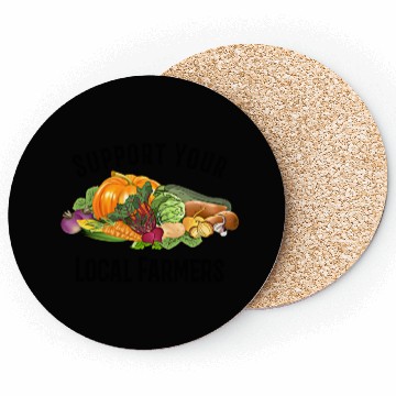 Discover funny design vegetables Support Your Local Farmers Coasters