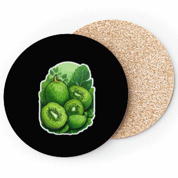 Discover Green Kiwi Pattern Sticker Coasters