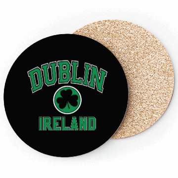 Discover Dublin Varsity Style Shamrock Green Print Coasters
