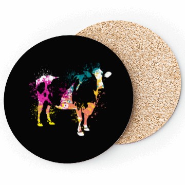 Discover Colerfull Splash Art Farm animals cow Coasters
