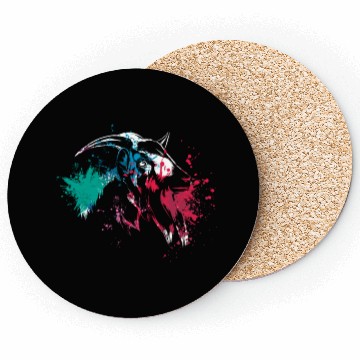 Discover Colerfull Splash Art Farm animals Goat head Coasters