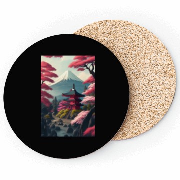 Discover Asia Landscape Serene Mount Fuji Coasters