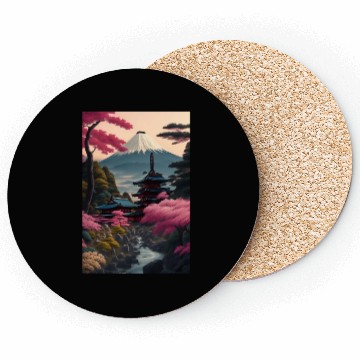 Discover Asia Landscape Serene Mount Fuji Coasters