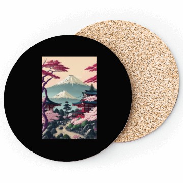 Discover Asia Landscape Serene Mount Fuji Coasters