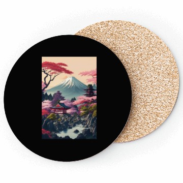 Discover Asia Landscape Serene Mount Fuji Coasters