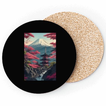 Discover Asia Landscape Serene Mount Fuji Coasters
