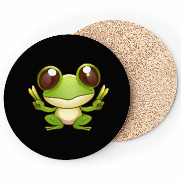 Discover Peace frog frog with peace sign Coasters