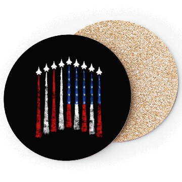 Discover Fighter Air Plane Us Veterans Sky American Flag Coasters