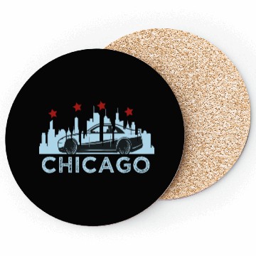 Discover Chicago Skyline Race Car Coasters