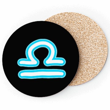 Discover Libra Zodiac Sign Neon Blue Coasters