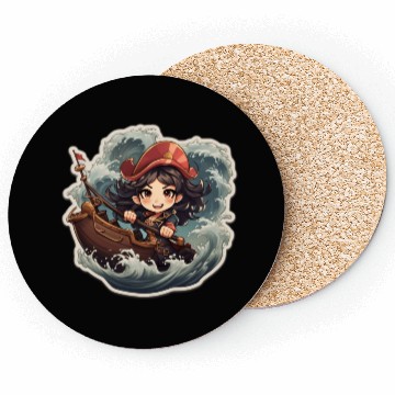Discover Pirate Captains Cute Cartoon Steering Coasters