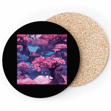 Discover Anime Euphoria: Fantasy Cherry Blossom Dreamscape Coasters