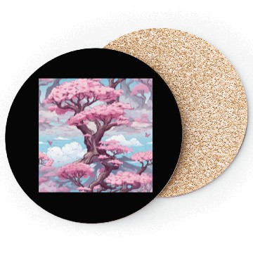 Discover Anime Euphoria: Fantasy Cherry Blossom Dreamscape Coasters
