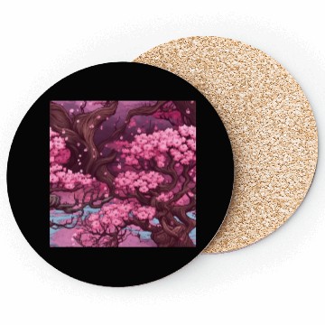 Discover Anime Euphoria: Fantasy Cherry Blossom Dreamscape Coasters