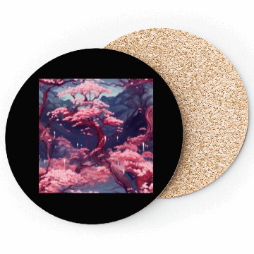 Discover Anime Euphoria: Fantasy Cherry Blossom Dreamscape Coasters