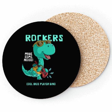 Discover ROCKERS MAKE SOME NOISE COOL BASS PLAYER DINO Coasters
