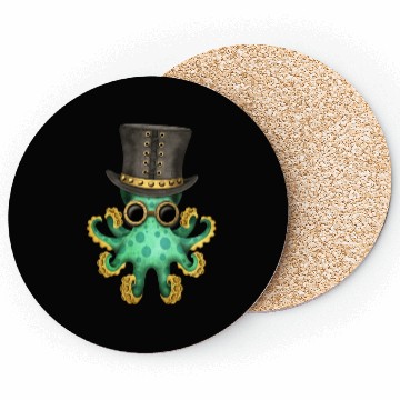 Discover Steampunk Green Octopus Coasters