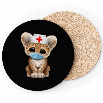 Discover Cute Leopard Cub Nurse Coasters