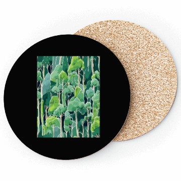 Discover Green Forest Sticker Coasters