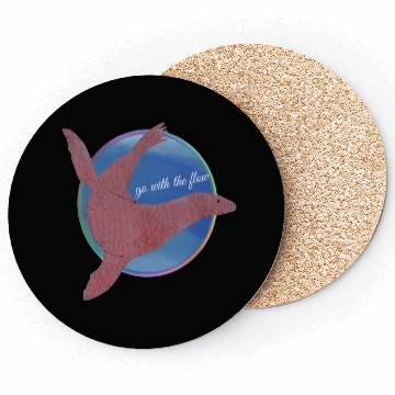 Discover Go With The Flow Sea Lion Rainbow Circle Coasters