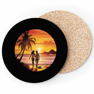 Discover Beach romantic couple Coasters