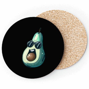 Discover Cool Kawaii Avocado with Sunglasses - Expressive Coasters