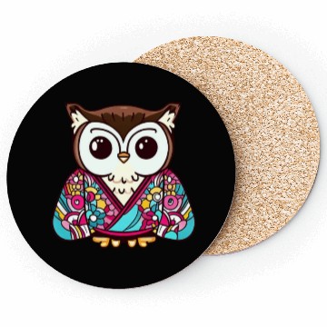 Discover Japanese Kimono owl Coasters