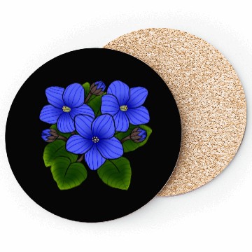 Discover Blue African Violets In Black Coasters