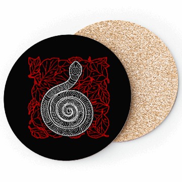 Discover Tribal Snake Ink Art Tattoo Red White Coasters