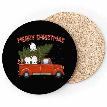 Discover Great Pyrenees Xmas Vintage Red Pickup Coasters